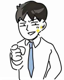 指差し指導するキザなサラリーマン 男性,ビジネスマン,スーツ,人物,日本人,20代,若い,若者,ビジネス,サラリーマンのイラスト素材