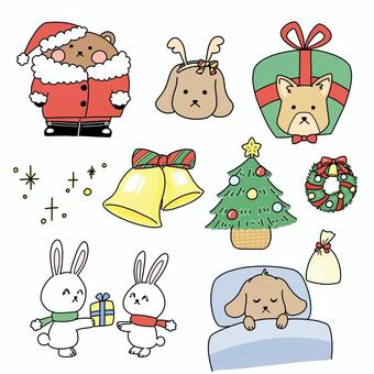 クリスマスまとめ 冬,クリスマス,ジングルベル,夜,クリスマスキャロル,オーナメント,サンタクロース,クリスマスツリー,サンタさん,プレゼントのイラスト素材