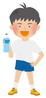 ペットボトルを持つ男の子 熱中症,対策,水分,ペットボトル,こども,男の子のイラスト素材
