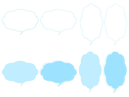会話・セリフ・雲型コミック吹き出しセット 吹き出し,フレーム,雲,丸い,形,水色,青,パステルカラー,会話,コメントのイラスト素材