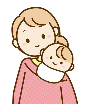 Illustration, baby, mama, shrine visit, 