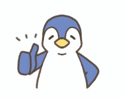 指を立てるペンギン1 ペンギン,動物,ペット,デフォルメ,動物園,アニマル,シンプル,手書き,グッド,いいねのイラスト素材