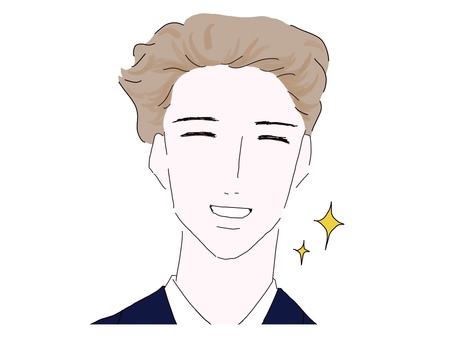 キラキラな男性 男性,キラキラ,笑顔,爽やか,微笑み,正面,1人,顔,イケメン,漫画風のイラスト素材