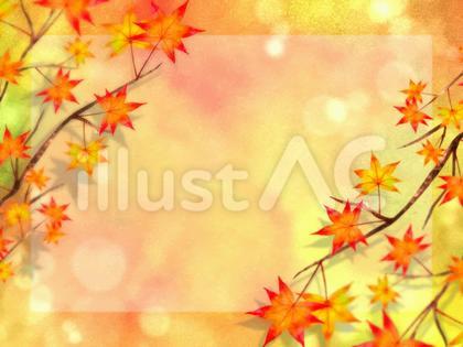 紅葉の水彩背景フレーム