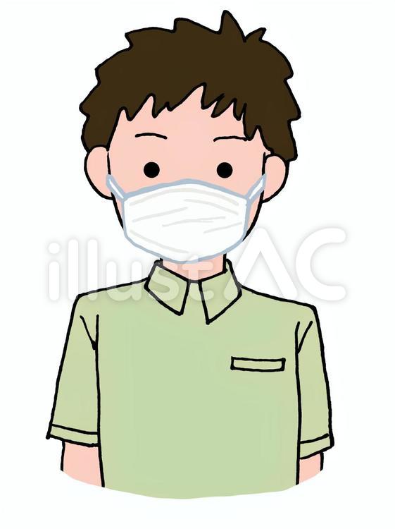 感染対策　介護職員男性 介護士,マスク,感染対策のイラスト素材