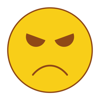 絵文字ちゃん17 激怒,怒る,不機嫌,怖い,絵文字,顔,表情,黄色,ニコちゃん,人のイラスト素材