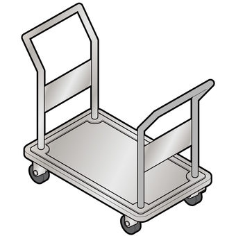 両袖台車(シルバー) 台車,キャスター,運搬具,荷物,アイソメ,ベクターのイラスト素材