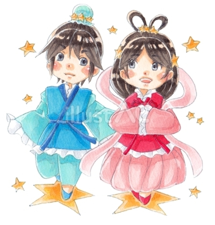 七夕　織姫と彦星 七夕,織姫,彦星のイラスト素材