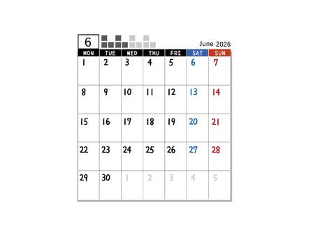 It's June on the 2026 calendar., JPG It's June on the 2026 calendar., calendar, simple, 2026, JPG
