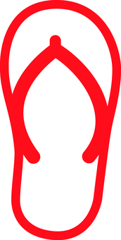 ピクトグラムの赤のビーチサンダルです。 ピクトグラム,ビーチサンダル,シンプル,夏,海,足元,サンダル,裸足,履物,赤のイラスト素材