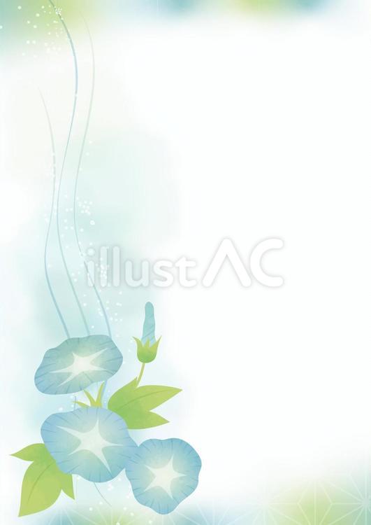 透明感のある朝顔の暑中見舞い 夏,暑中見舞い,7月のイラスト素材