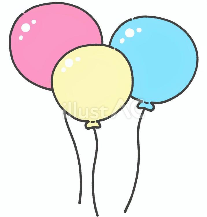 三色の風船の手描きイラスト1 風船,手描き,飾りのイラスト素材