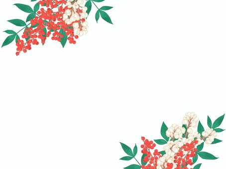 南天とナンキンハゼの紅白フレーム 南天とナンキンハゼの紅白フレーム フレーム,横,植物,実,グリーン,南天,ナンキンハゼ,秋,冬,正月のイラスト素材