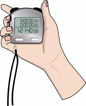 ストップウォッチ　　 ストップウォッチ,時間,計測,タイム,スポーツ,陸上,手,立体,線画のイラスト素材