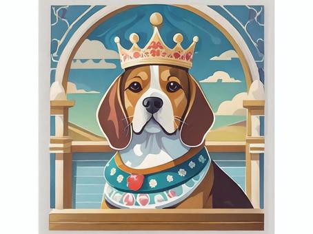 Illustration, dog, beagle, king, 