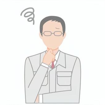 悩む作業服のメガネの男性 悩む作業服のメガネの男性 人,悩む,困る,トラブル,作業員,工務店,作業服,ネクタイ,シャツ,ユニフォームのイラスト素材
