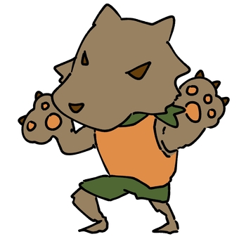オオカミ男 狼男,オオカミ,獣,毛,茶色,怖い,ハロウィン,かわいいのイラスト素材