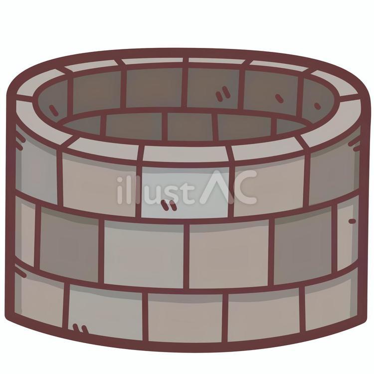 井戸のデフォルメイラスト 井戸,穴,石のイラスト素材