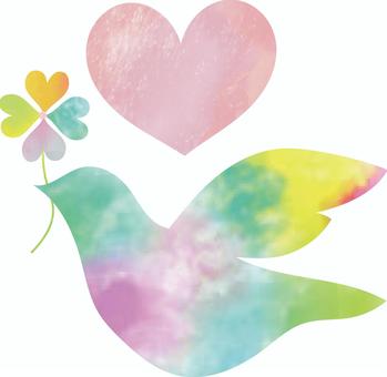 Illustration, heart, bird, flapping, 