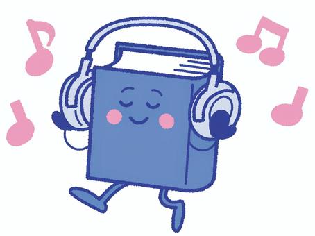 ヘッドホンで音楽を聴いているご機嫌な本 ヘッドホンで音楽を聴いているご機嫌な本 図書館,本,音楽,ヘッドホン,音符,読書,聴く,視聴覚,資料,笑顔のイラスト素材