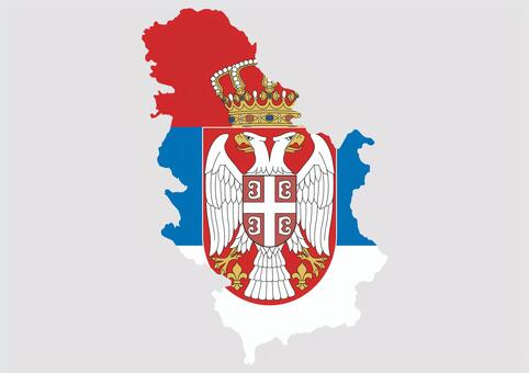 セルビアの地図（国旗柄） セルビア,地図,国旗,外国,海外,地理,土地,国土,地形,世界のイラスト素材