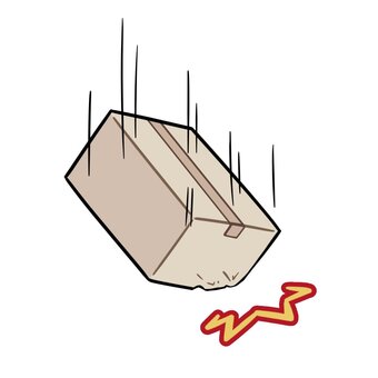 落ちてつぶれる箱 箱,段ボール,荷物,トラブル,落とす,落ちる,壊れる,配送,配達,つぶれるのイラスト素材