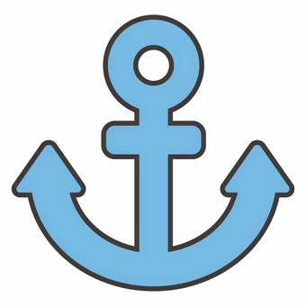 水色の碇/アンカーのイラスト 碇,アンカー,鉄錨,おもり,船,海,港,マリン,停泊,パーツのイラスト素材