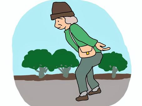 道を歩くお婆さん 道,お婆さん,老人,歩く,ゆっくり,手,道路,歩道,女性,人物のイラスト素材