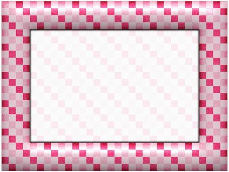 市松模様のフレ−ム　赤 市松模様,フレ−ム,ポストカード,メッセージカード,柄,パターン,和風,和柄,縁起,めでたいのイラスト素材
