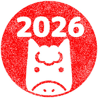 2026年馬の顔イラスト丸ハンコ1 年賀状,2026,馬,はんこ,丸,スタンプ,飾り,装飾,あしらい,赤のイラスト素材
