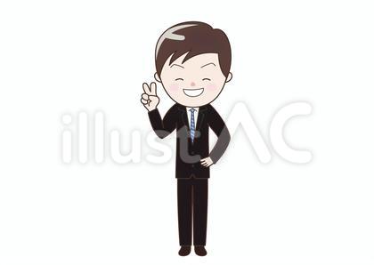 ピースしているビジネスマン