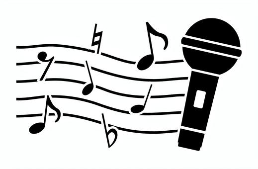 マイクと音符 マイク,音符,音楽,五線譜,メロディ,音,楽譜,演奏,歌,カラオケのイラスト素材