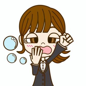 Yawning woman ① / suit, , JPG and PNG