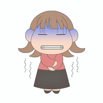 寒がる女性01 寒い,凍える,悪寒,女性,震えるのイラスト素材