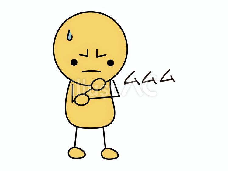 ムムムと怪訝な棒人間　黄 棒人間,黄,顔文字のイラスト素材