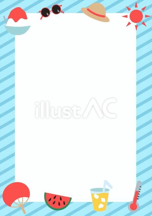 夏の風物詩　かわいいフレーム２（縦） 夏,フレーム,背景のイラスト素材
