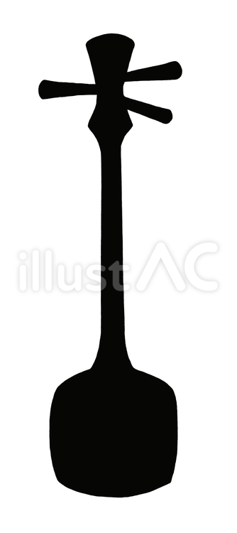 【手描き】三味線のシルエット 三味線,楽器,日本のイラスト素材