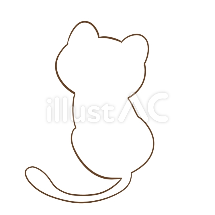後ろ姿のネコ ネコ,動物,白のイラスト素材