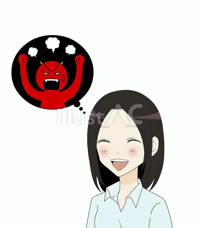 笑顔だけど心の中で怒ってる女性 人物,笑顔,怒るのイラスト素材