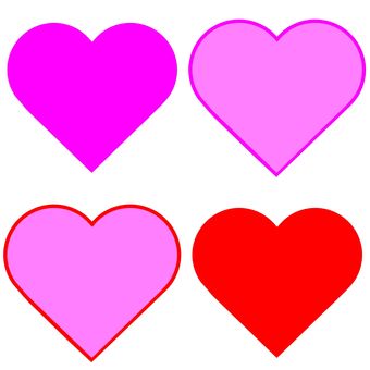 ハートで想いを伝えよう！4つセット ハート,love,気持ち,想い,バレンタイン,カード,マーク,ワンポイント,アクセント,背景透明のイラスト素材
