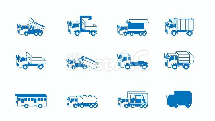 特殊車両のアイコン２ トラック,バス,レッカー車のイラスト素材
