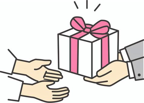 プレゼントを渡す手と受け取る手 プレゼント,渡す,お礼,感謝,贈り物,ハート,手のひら,持つ,成功,協力のイラスト素材