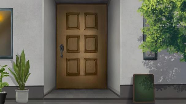 喫茶店の入り口　背景イラスト 喫茶店,カフェ,入り口,扉,ドア,玄関,コーヒーショップ,店,外観,背景のイラスト素材