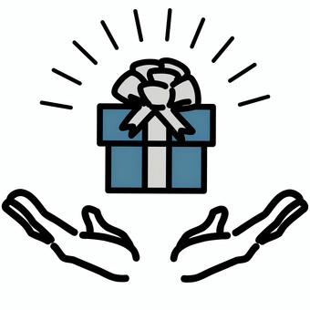 ギフトボックスと手