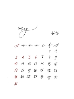 2026年5月のカレンダー カレンダー,2026,2026年,5月,シンプル,おしゃれ,手書き文字,手描き,きれい,可愛いのイラスト素材