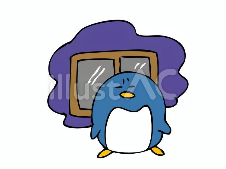 悪い空気を換気したいペンギン ペンギン,空気,換気のイラスト素材