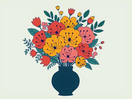 花瓶に生けた花 花瓶に生けた花 花,花瓶,インテリア,おしゃれ,植物,開花,葉,茎,フラワーのイラスト素材