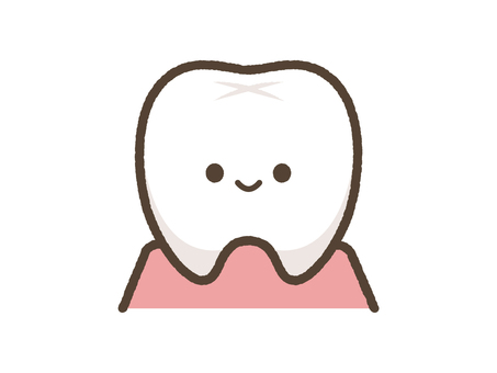 健康な歯茎と歯のキャラクター 歯,歯医者,キャラクター,歯茎,ピンク,健康,歯周病,虫歯,汚れ,バイキンのイラスト素材