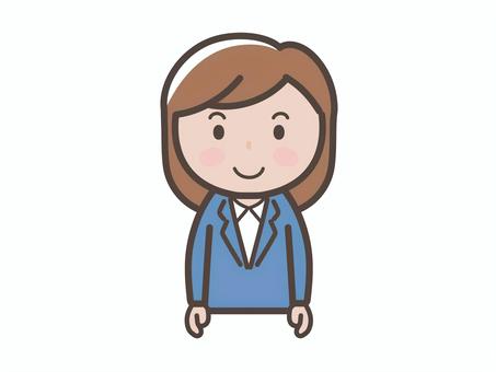 笑顔で正面を向く女性会社員のイラスト