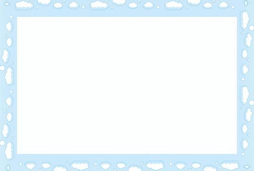 雲のブラシのフレームカード 雲,空,フレーム,デフォルメ,ブラシ,はがき,青空のイラスト素材